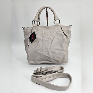 HOBO International Fog Gray Leather Satchel Purse Handbag Bag New Old Stock